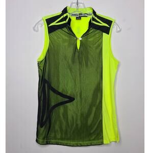 Jamie Sadock yellow black mesh sleeveless tennis shirt - small